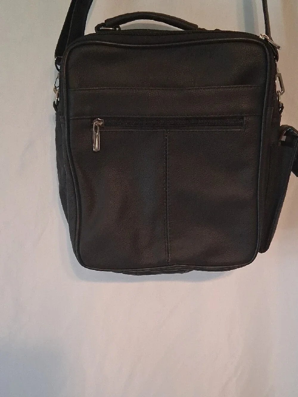 Black Genuine Leather Crossbody Messenger Shoulder Bag Everyday Carry